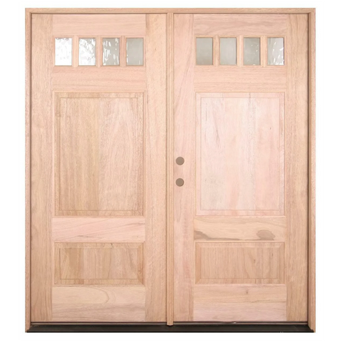 6'0'x6'8' Double 4 Lite Craftsman Exterior Mahogany Door