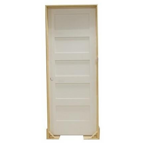 24 in x 80 in Shaker 5-Panel Solid Core Primed MDF Prehung Interior Door