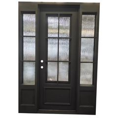 5/9x8/0 6 Lite Exterior Wrought Iron Prehung Door with Sidelites