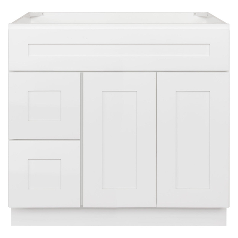 Vanity Sink Base Cabinet 36 x 21 x 34.5 Left | LessCare Alpina White