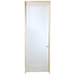 30 in x 80 in White 1-Panel Shaker Solid Core Primed MDF Prehung Interior Door