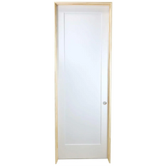 28 in x 96 in White 1-Panel Shaker Solid Core Primed MDF Prehung Interior Door