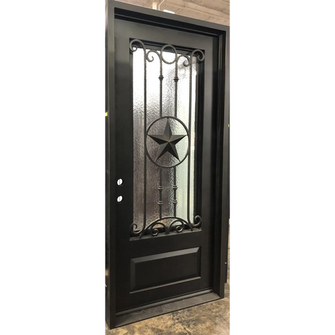 Star 3/6x8/0 Square Wrought Iron Prehung Front Door