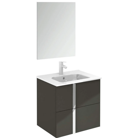 Onix+ by Royo Modern 24 in. Wall-Mount 2 Drawers Anthracite Vanity Cabinet