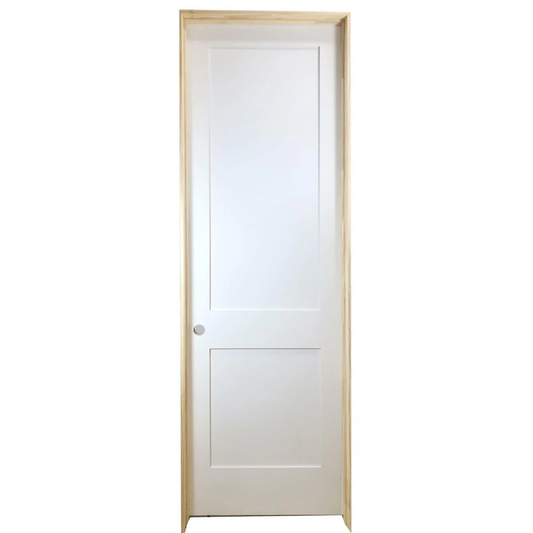24 in x 96 in White 2-Panel Shaker Solid Core Primed MDF Prehung Interior Door