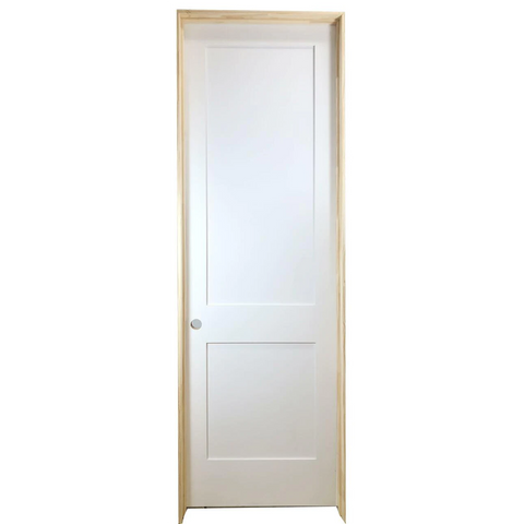 24 in x 96 in White 2-Panel Shaker Solid Core Primed MDF Prehung Interior Door