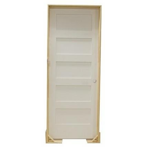 24 in x 80 in Shaker 5-Panel Solid Core Primed MDF Prehung Interior Door