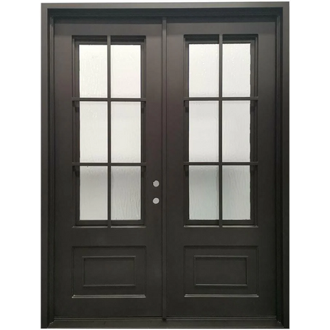 6/0x8/0 6 Lite Double Wrought Iron Prehung Front Door