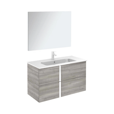 Onix+ by Royo Modern 40 in. Wall-Mount 2 Drawers Grey Vanity Cabinet with Mirror