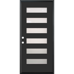 3/0x6/8 Single Prehung Fiberglass Door in Black with 6 Lites