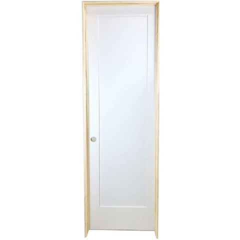 18 in x 80 in White 1-Panel Shaker Solid Core Primed MDF Prehung Interior Door