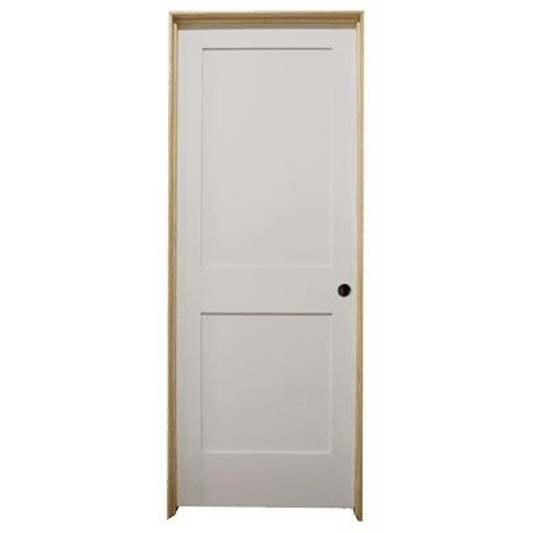 18 in x 80 in White 2-Panel Shaker Solid Core Primed MDF Prehung Interior Door