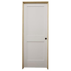 18 in x 80 in White 2-Panel Shaker Solid Core Primed MDF Prehung Interior Door