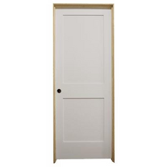 18 in x 80 in White 2-Panel Shaker Solid Core Primed MDF Prehung Interior Door