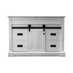 Farmhouse 48 in Bathroom Vanity in White with Calacatta Gold Quartz Countertop