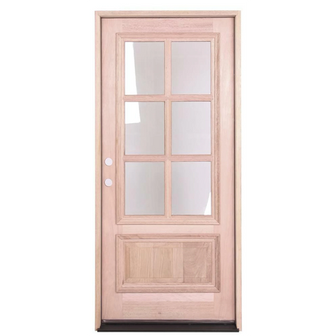 3/0x6/8 Mahogany Prehung Front Door With 6 Lites