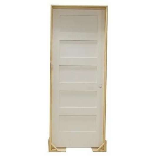 36 in x 80 in Shaker 5-Panel Solid Core Primed MDF Prehung Interior Door