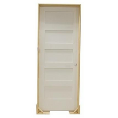 36 in x 80 in Shaker 5-Panel Solid Core Primed MDF Prehung Interior Door