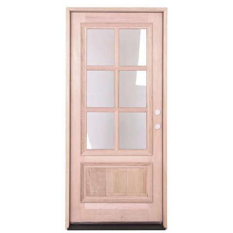 3/0x6/8 Mahogany Prehung Front Door With 6 Lites