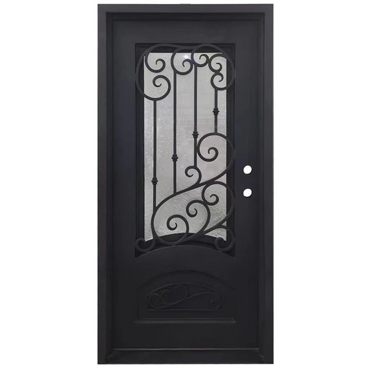 Bette 3/0x6/8 Bronze Exterior Wrought Iron Prehung Single Door