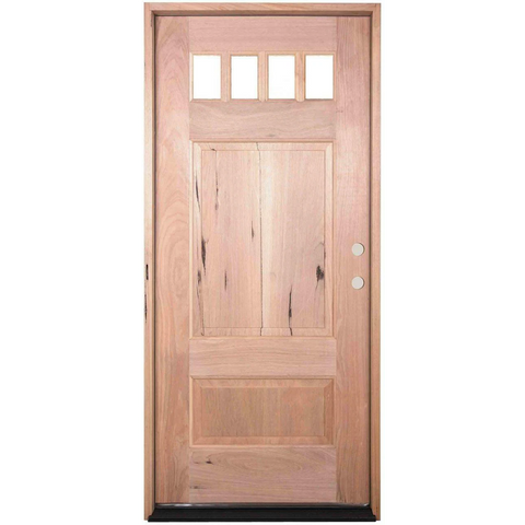 36 in x 80 in Exterior Walnut 4 Lite Craftsman Door