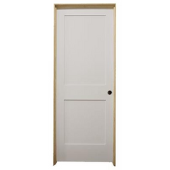 30 in x 80 in White 2-Panel Shaker Solid Core Primed MDF Prehung Interior Door
