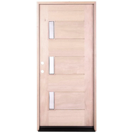 3/0x6/8 Mahogany Prehung Front Door With Three Line Glass