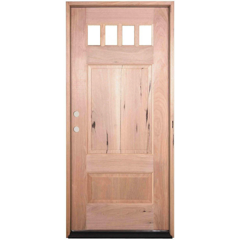 36 in x 80 in Exterior Walnut 4 Lite Craftsman Door