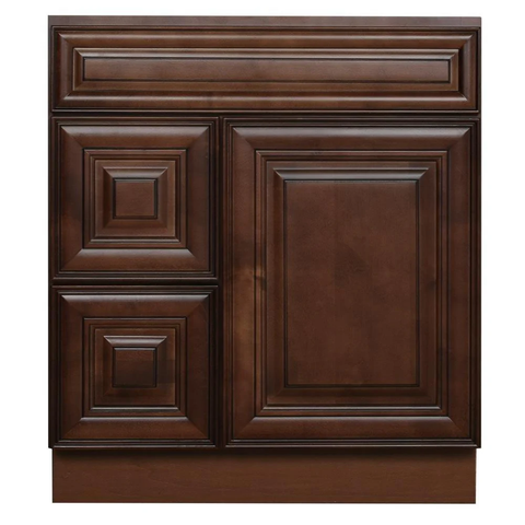 Glazed Chocolate Contempo Wood Vanity Sink and 2 Drawer Base | 30"