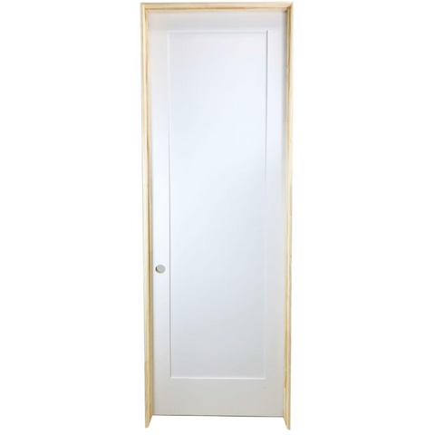 36 in x 96 in White 1-Panel Shaker Solid Core Primed MDF Prehung Interior Door