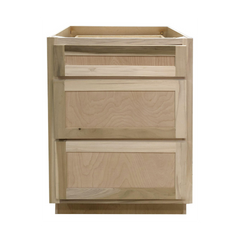 24 in. Drawer Base Vanity Cabinet in Unfinished Poplar | Shaker Style | 3 Drawer