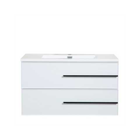 Bella 36" W Wall-Mounted White Vanity with Sink Top | LessCare