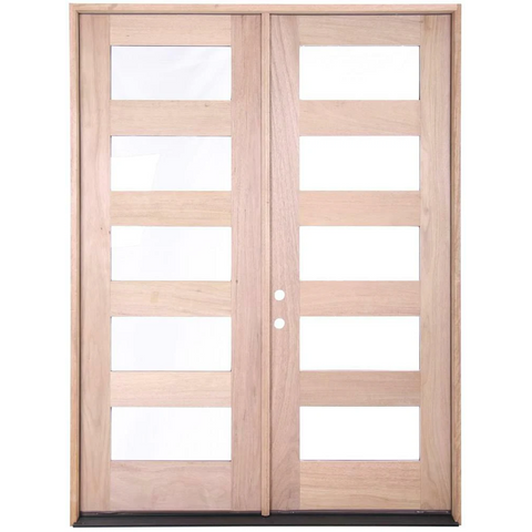 6/0x8/0 Exterior Mahogany Prehung Double Door With 5 Lites