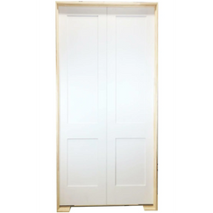 60 in X 96 in White Shaker 2-Panel Solid Core Primed MDF Prehung Interior French Door