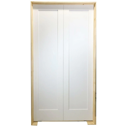 48 in X 96 in White Shaker 1-Panel Solid Core Primed MDF Prehung Interior French Door