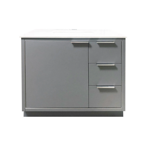 Amelie 36 in Single Sink Bathroom Vanity in Grey with Carrara White Countertop