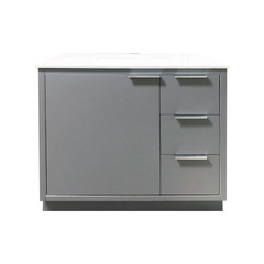 Amelie 36 in Single Sink Bathroom Vanity in Grey with Carrara White Countertop