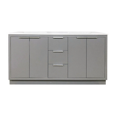 Amelie 60 in Double Sink Bathroom Vanity in Grey with Carrara White Marble Countertop