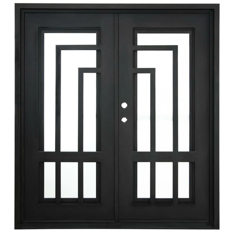 Oslo 6/0x6/8 Exterior Wrought Iron Prehung Double Door