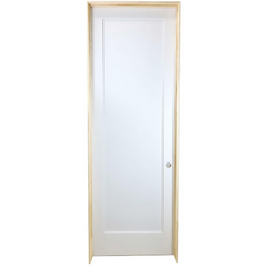 36 in x 96 in White 1-Panel Shaker Solid Core Primed MDF Prehung Interior Door