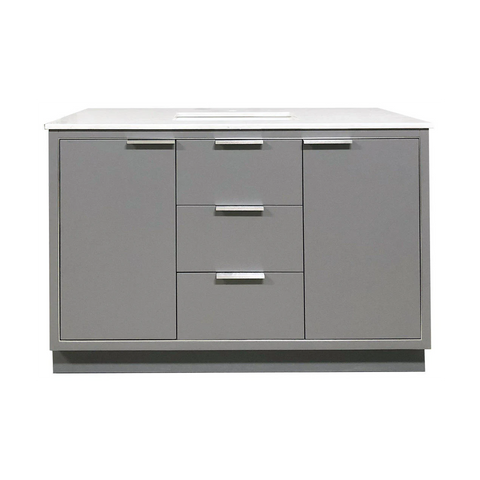 Amelie 48 in Single Sink Bathroom Vanity in Grey with Carrara White Marble Countertop