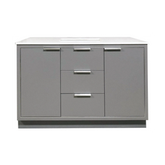 Amelie 48 in Single Sink Bathroom Vanity in Grey with Carrara White Marble Countertop