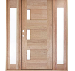 5/9x6/8 Exterior Mahogany Prehung Door | Three Line Glass with Sidelights