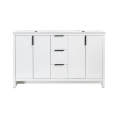 Evana 60" W Freestanding Double Vanity with Double Sink Top White | LessCare
