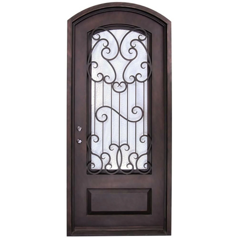 Capri 3/6x8/0 Eyebrow Exterior Prehung Wrought Iron Door