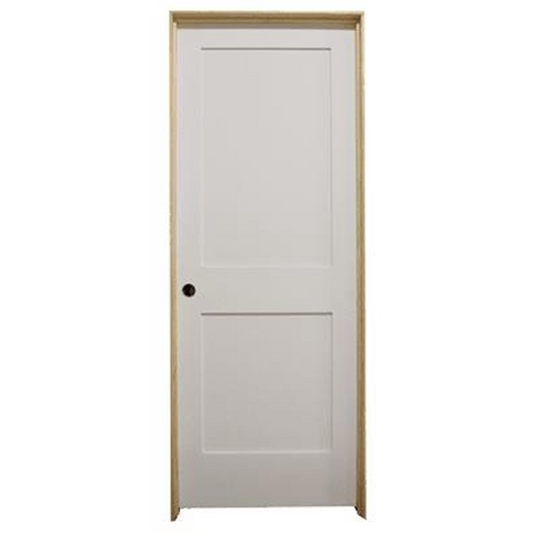 30 in x 80 in White 2-Panel Shaker Solid Core Primed MDF Prehung Interior Door