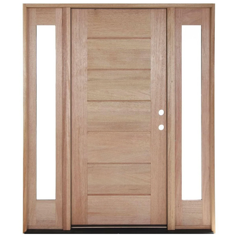 5/9x6/8 Exterior Mahogany Door | Horizontal Lines with Sidelights