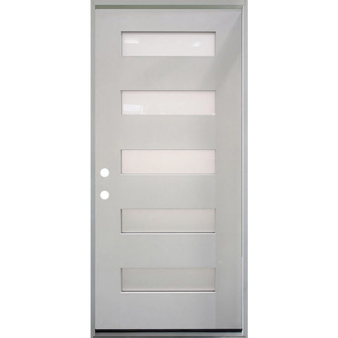 3/0x6/8 Single Prehung Fiberglass Primed Door with 5 Lites