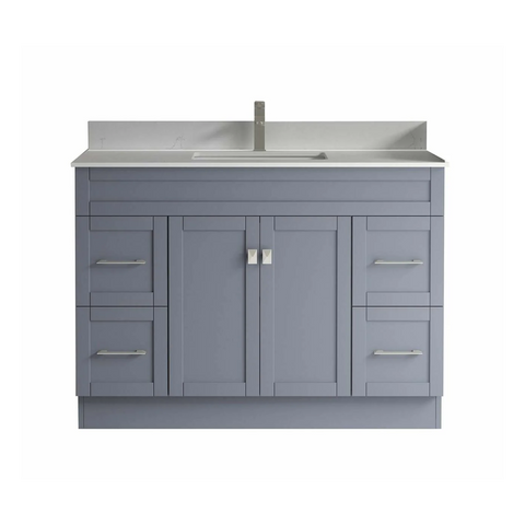 Satar 48 in Single Sink Bathroom Vanity in Grey with White Quartz Countertop