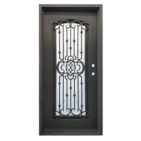 Lotus 3/0x6/8 Wrought Iron Prehung Exterior Door